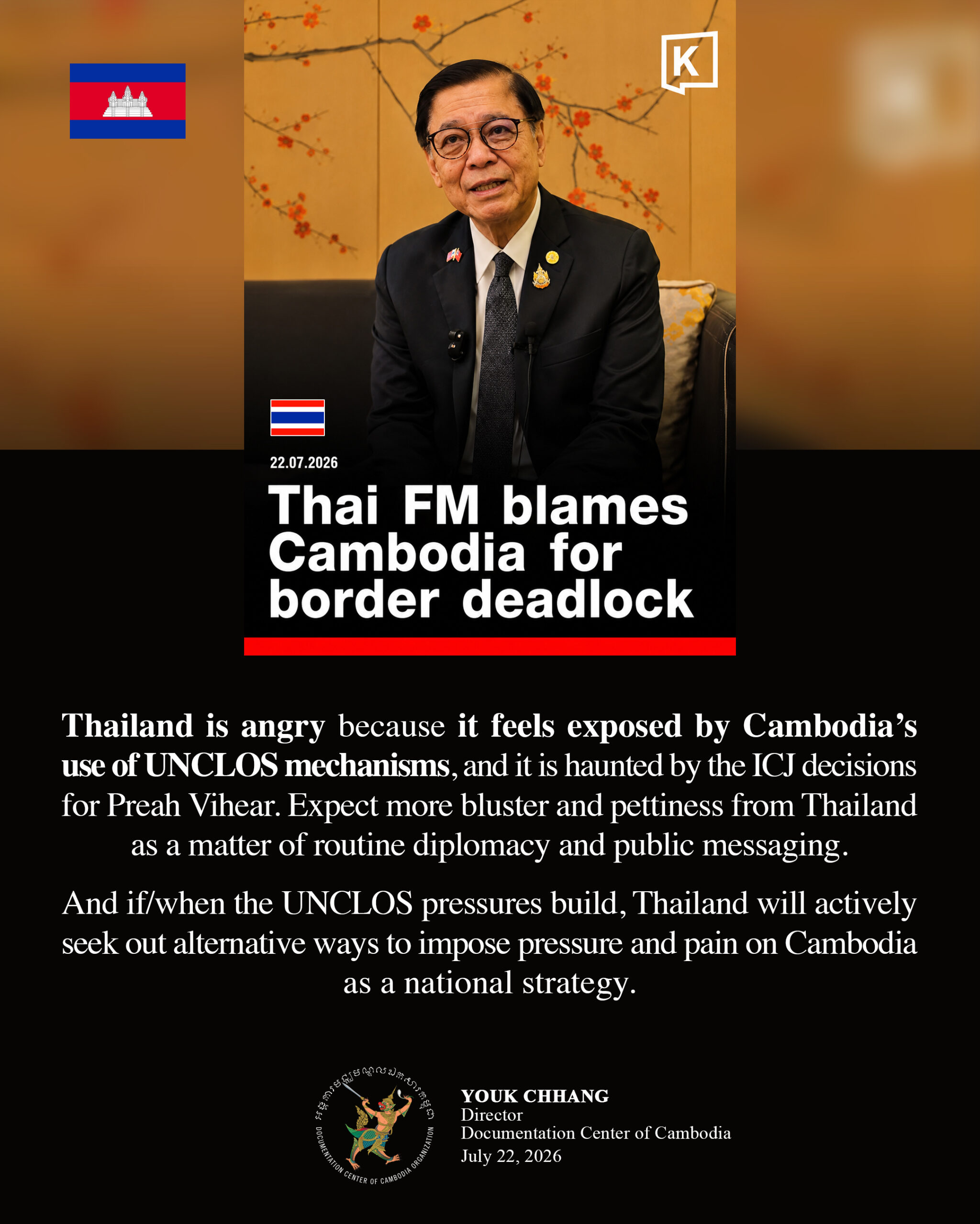 Thai FM blames Cambodia for border deadlock