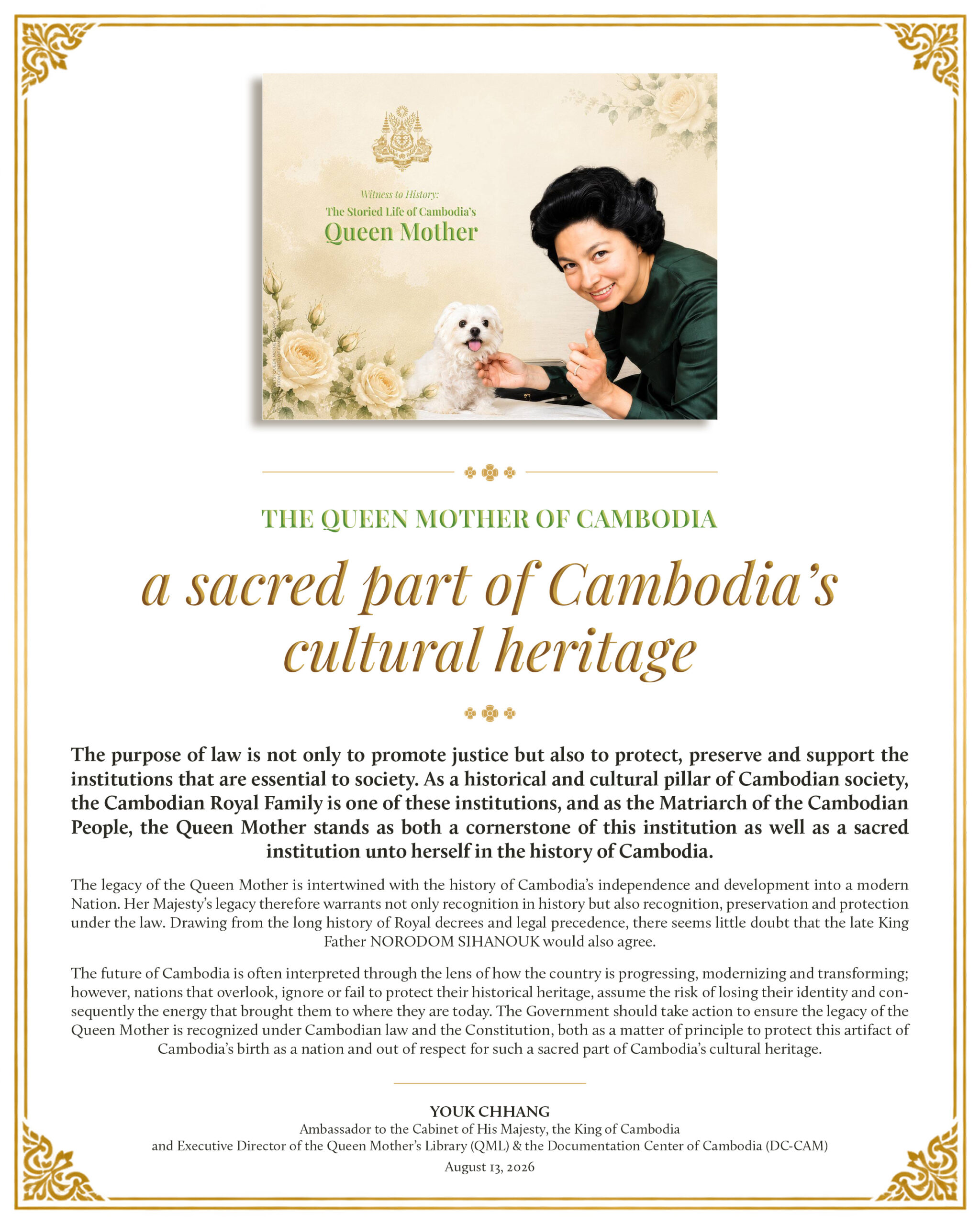 THE QUEEN MOTHER OF CAMBODIA a sacred part of Cambodia's cultural heritage